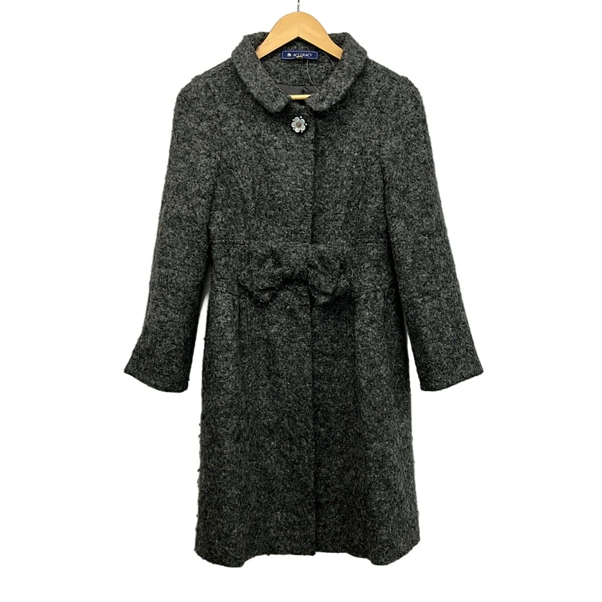 M'S GRACY(エムズグレイシー) コート サイズ38 M レディース美品 - ダークグレー 長袖/リボン/フラワー(花)/秋/冬