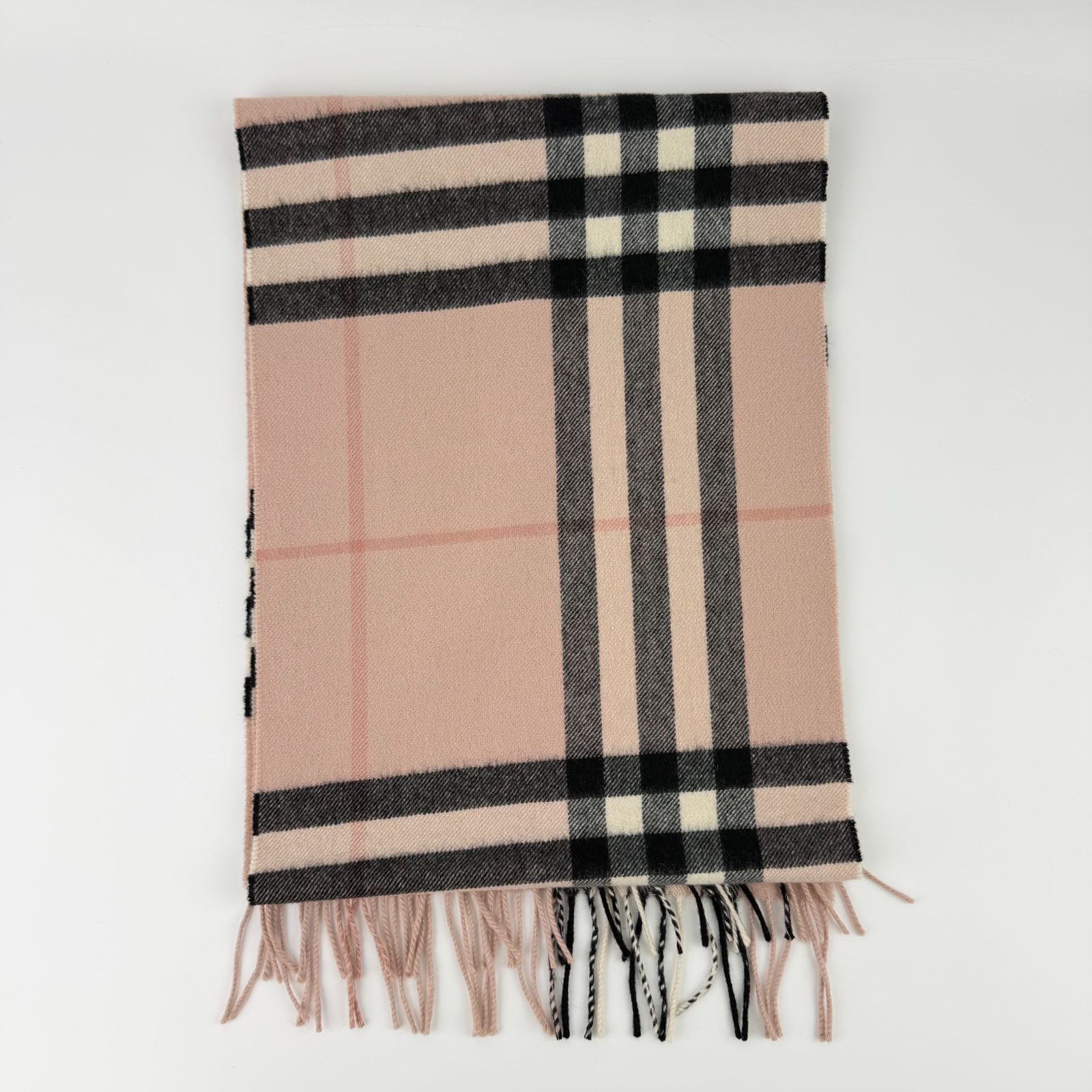 中古】BURBERRY バーバリー ノバチェック マフラー カシミヤ ピンク