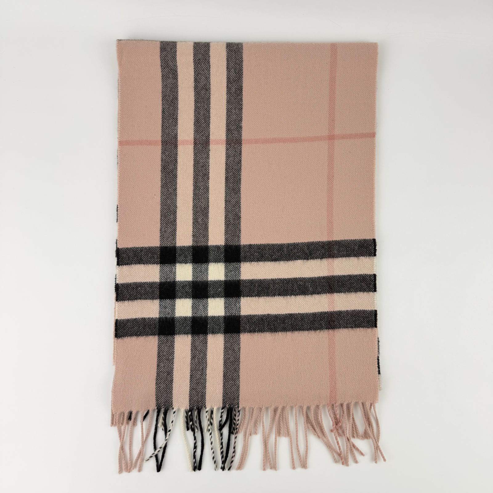 中古】BURBERRY バーバリー ノバチェック マフラー カシミヤ ピンク