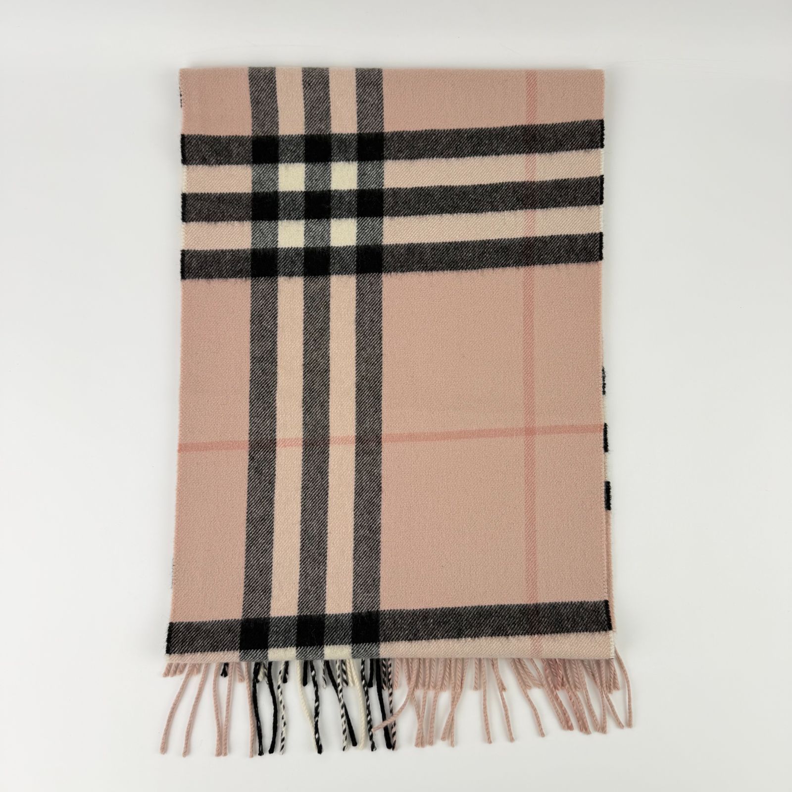 中古】BURBERRY バーバリー ノバチェック マフラー カシミヤ ピンク