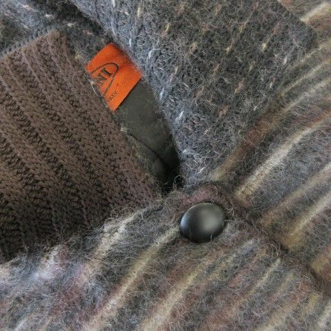 ミッソーニ MISSONI コート 40 茶 ブラウン 黒 ブラック ストライプ柄
