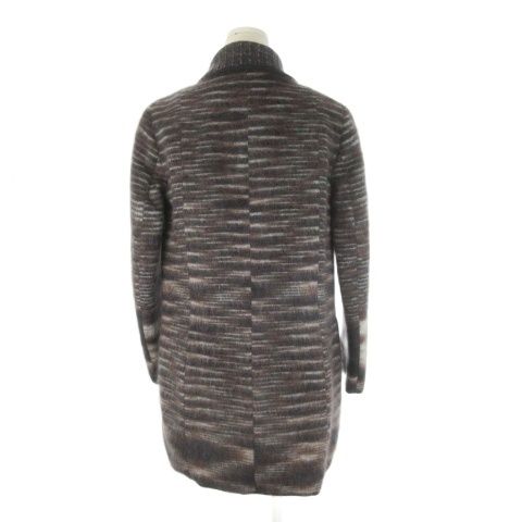 MISSONIミッソーニ イタリア製カシミヤ混ウールストライプ柄ガウンコートXL ミッソーニ MISSONI コート 40 茶 ブラウン 黒 ブラック ストライプ柄