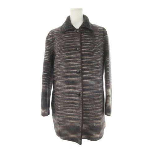 MISSONIミッソーニ イタリア製カシミヤ混ウールストライプ柄ガウンコートXL ミッソーニ MISSONI コート 40 茶 ブラウン 黒 ブラック ストライプ柄