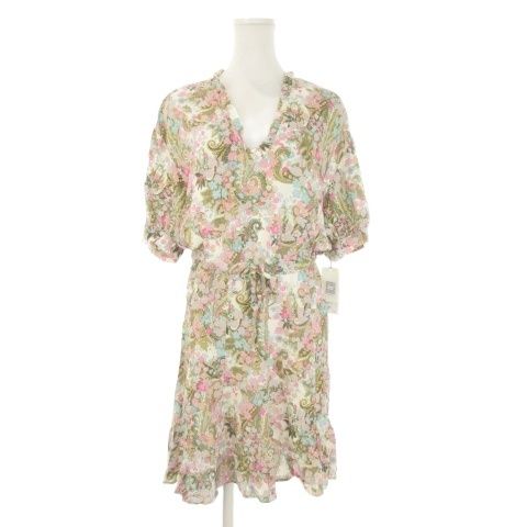 ザディグ エ ヴォルテール ZADIG & VOLTAIRE REMOVE SOFT YOKO FLOWER ワンピース M 白 アイボリー 花柄 Vネック 半袖 WWDR01228 /CK20 ■ECD005