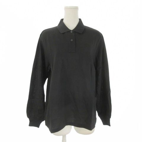 クリスチャンディオール Christian Dior SPORTS ポロシャツ 鹿の子 L 黒 ブラック 無地 長袖 襟付き 2P2213 /CK23 ■ECD005