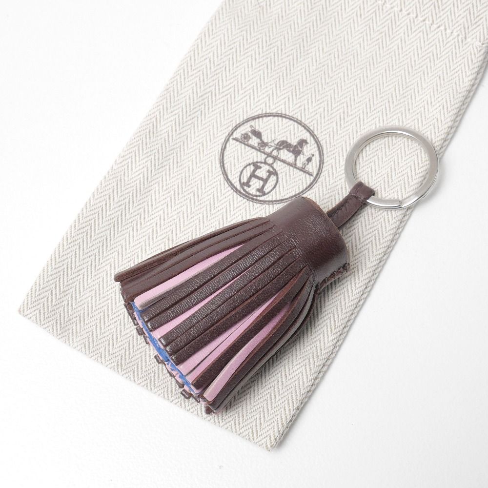 □美品□HERMES エルメス カルメン チャーム フリンジ レザー