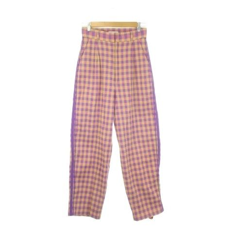 メゾンスペシャル MAISON SPECIAL パンツ 38 紫 パープル チェック柄 サイドライン 21231465302 /CK27 ■ECD005