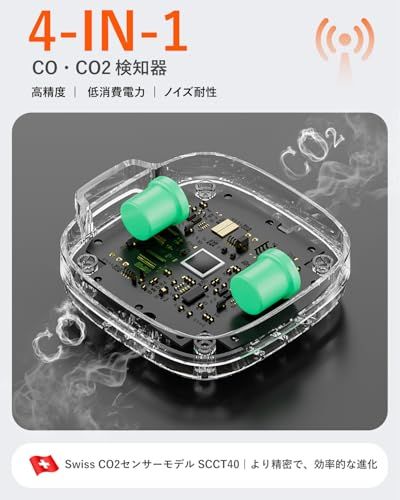 R◆【4in1 日本製センサー搭載 一酸化炭素チェッカー】 二酸化炭素チェッカー 検知器CO濃度/CO2濃度/湿度/温度機能付き CO検出器 CO2測定器 Type-C充電 小型0-1000PPM測定範囲 キャンプ/アウトドア/車中泊/薪スト a264a331