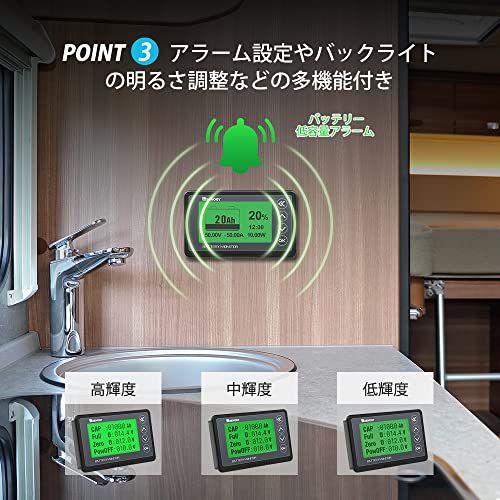 R◆Renogy バッテリーモニター 電圧計&電流計 ブラック 7ddeabc4