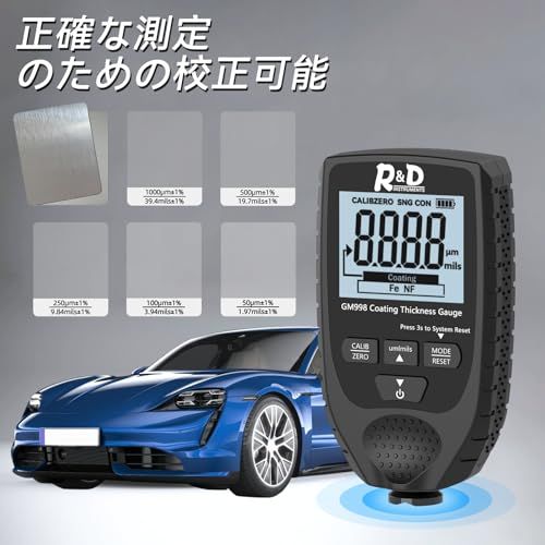 R◆商品?片 膜厚計 車 専用 デジタル 塗装膜厚計 鉄・非鉄両対応 0?1500μm 自動車塗装検査 中古車購入前チェック 自動車の塗装やペイント作業の塗装膜厚計のデジタル膜厚計 587ca546