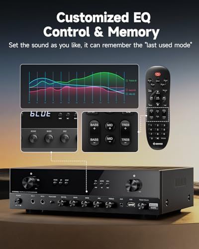 Donnerステレオ・オーディオ・アンプ、600Wピーク2チャンネル・レシーバー、Bluetooth 5.3、フォノ、光、同軸、USB、FM、2マイク入力、AUX、RCA入力、ホーム、カラオケ、シアター・スピーカー用、MAMP2t e809122d Donnerステレオ・オーディオ・アンプ、600Wピーク2チャンネル・レシーバー、Bluetooth 5.3、フォノ、光、同軸、USB、FM、2マイク入力、AUX、RCA入力、ホーム、カラオケ、シアター・スピーカー用、MAMP2t e809122d
