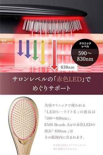 「ひるおび」にて紹介 wavewave ems ヘアブラシ イオンケア 赤色LED サラサラ髪 クッションブラシ くし 誕生日 女性 妻 彼女 プレゼント (ゴールド, 本体のみ)t d81366fc
