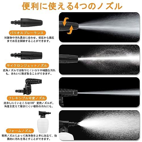 COOCHEER 2025新登場強化版 高圧洗浄機 1500W 最大吐出圧力14MPa 50Hz/60Hz東西日本兼用 水道直結・自吸両用 家庭用高圧クリーナー 高圧ホース10m+水道ホース3m+電源コード5m 高圧・低圧切替可能 省エネ 二 25700855
