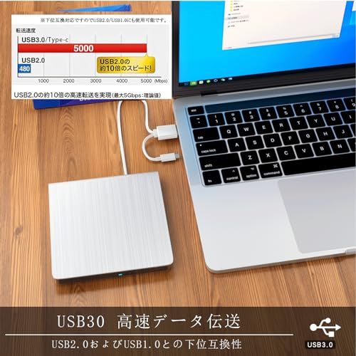 ブルーレイドライブ外付け BDプレイヤー再生読み書usb-aと usb-c(type-c) 対応外付け ポータブルBD Windows7-11/MAC OS対応 【日本語取説書と一年保証書付き】(white)★m 4c880178 ブルーレイドライブ外付け BDプレイヤー再生読み書usb-aと usb-c(type-c) 対応外付け ポータブルBD Windows7-11/MAC OS対応 【日本語取説書と一年保証書付き】(white)★m 4c880178