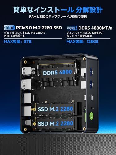 GMKtec M6 Ultra ミニPC 【 AMD Ryzen 5 7640HS, 128GB+8TB 拡張可能 】 (6850U/6800Hより高性能) 8K出力 ミニpc ryzen Mini PC デュアル2.5GbE LAN・WiF 4d54ba43