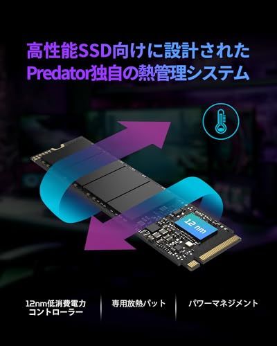 Acer Predator M.2 SSD 2TB GM7 NVMe2.0 2280 PCIe Gen4×4 超高速(最大読み取り：7400MB/s、最大書き込み：6500MB/s) 内蔵SSD 高耐久 3D NAND TLC PS5/PS5 80ea687f