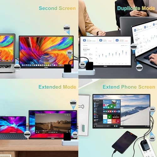 18.5インチ ポータブルモニター、ラップトップモニター 120Hz トラベルゲームモニター、400Nits HDR FHD プラグアンドプレイデュアルスピーカー、PC、タブレット、Mac、Xbox、PS3/4/5 用の外部スクリーン (18 3a2fa025