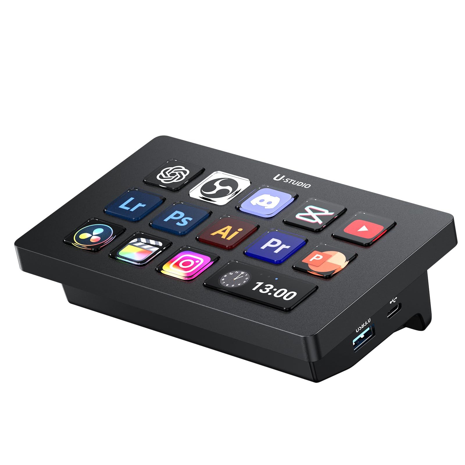 Ulanzi D200H Stream Controller ストリーム コントローラー【2025年新版】日本語対応 7-in-1 拡張ポート USB3.0高速転送 PD急速充電 13個カスタム可能なキー AIオフィスアシスタント ライブ配信 d7b1eb8b