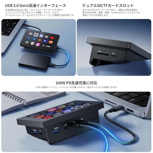 Ulanzi D200H Stream Controller ストリーム コントローラー【2025年新版】日本語対応 7-in-1 拡張ポート USB3.0高速転送 PD急速充電 13個カスタム可能なキー AIオフィスアシスタント ライブ配信 d7b1eb8b