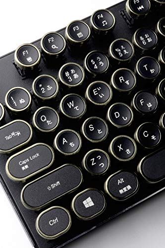 HKW タイプライター風メカニカルキーボード 青軸 104キー USB有線 日本語キーボード (アンティーク風)★m fe057d69