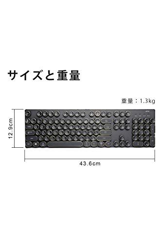 HKW タイプライター風メカニカルキーボード 青軸 104キー USB有線 日本語キーボード (アンティーク風)★m fe057d69