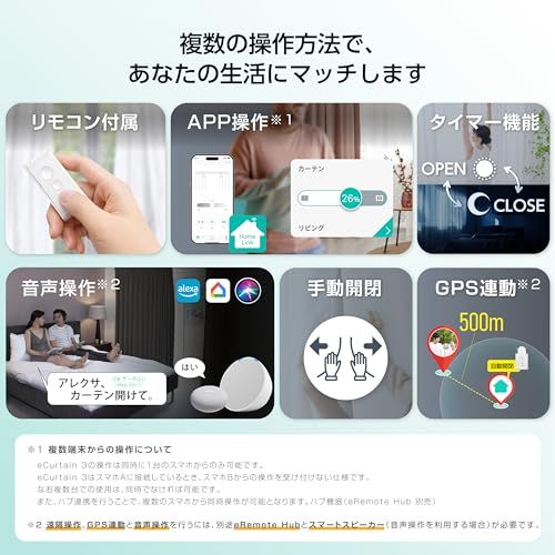 【国内メーカー】LinkJapan eCurtain3 スマートカーテン 自動開閉 専用リモコン付き 大容量6400mAhバッテリー スマートホーム 多軌道対応 強力モーター 約16kgの牽引力 静音モード Alexa/GoogleHome/ 9e59785b