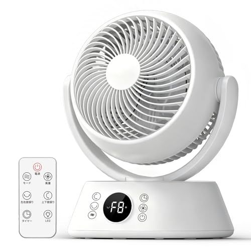 サーキュレーター DCモーター 静音 強力【2026 先行発売モデル 24段階風量UP!】扇風機 360度首振り（上下左右） 強力送風 小型 リモコン付き タイマー機能 6-30畳対応 換気/空気循環/部屋干し 梅雨除湿 衣類乾燥 冷房/暖房 70f3df34