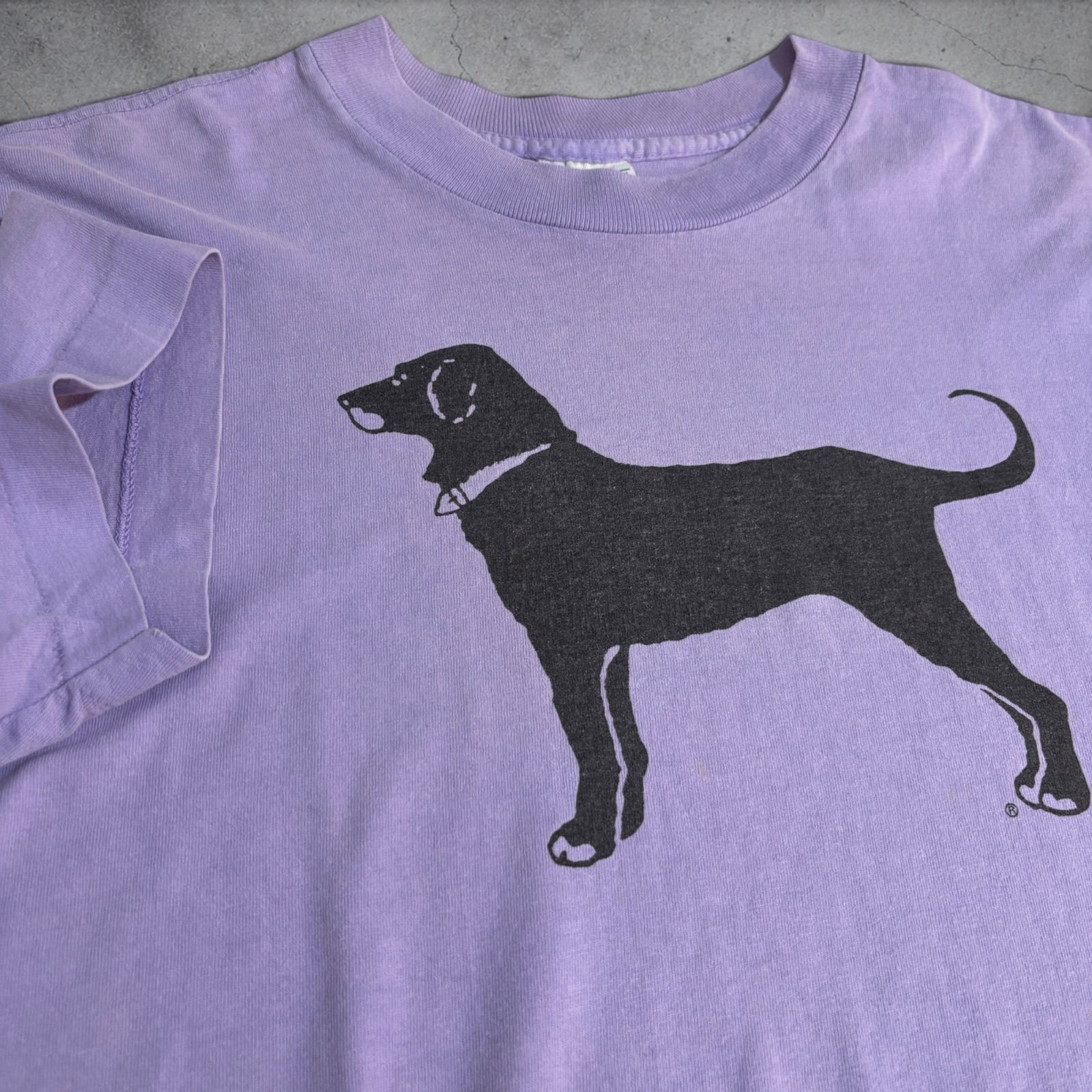 USA製 90s The Black Dog S/S TEE XL Lavender ラブラドール アニマルT フェード ラベンダーカラー 薄紫 半袖Tシャツ 古着