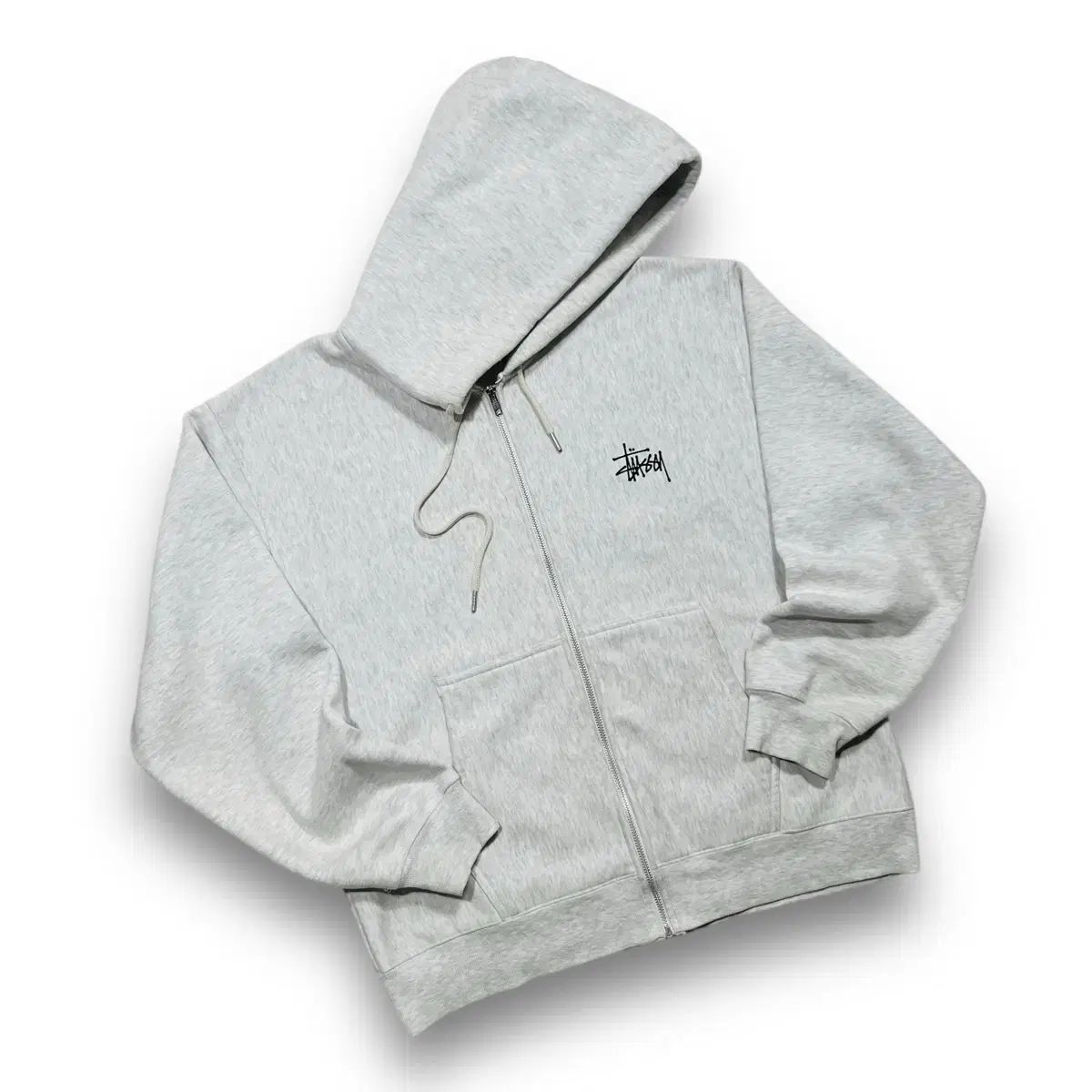 STUSSY ベーシック アッシュ ヘザー ストリート フーディー ジップアップ