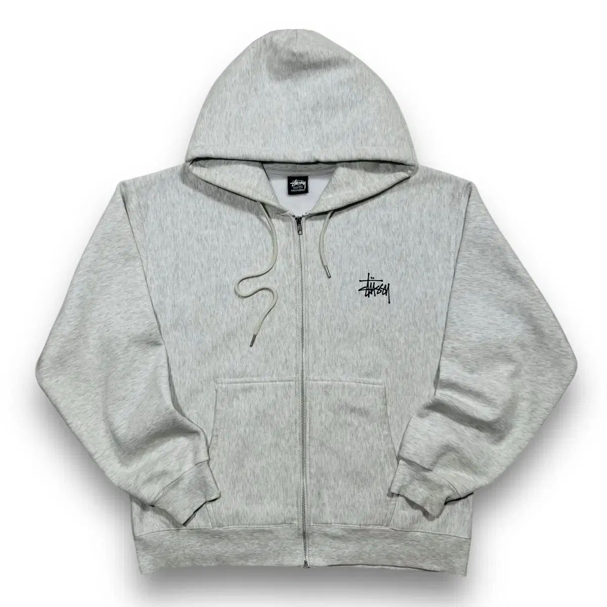STUSSY ベーシック アッシュ ヘザー ストリート フーディー ジップアップ