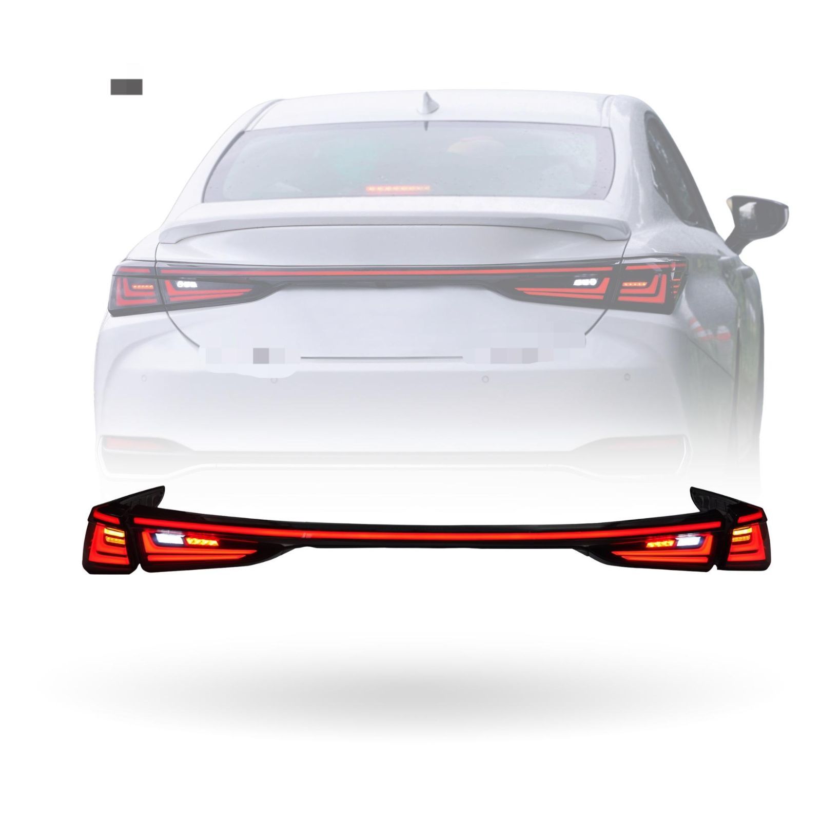 【送料無料】レクサス Lexus ES200 ES260 ES300h対応連結式リアテールランプ 流れるウインカー LEDテールライト 後部ランプ 外装パーツ ブラックABS素材高輝度リアライトカスタムドレスアップ車用アクセサリー リアビュー強化安全補助ランプ