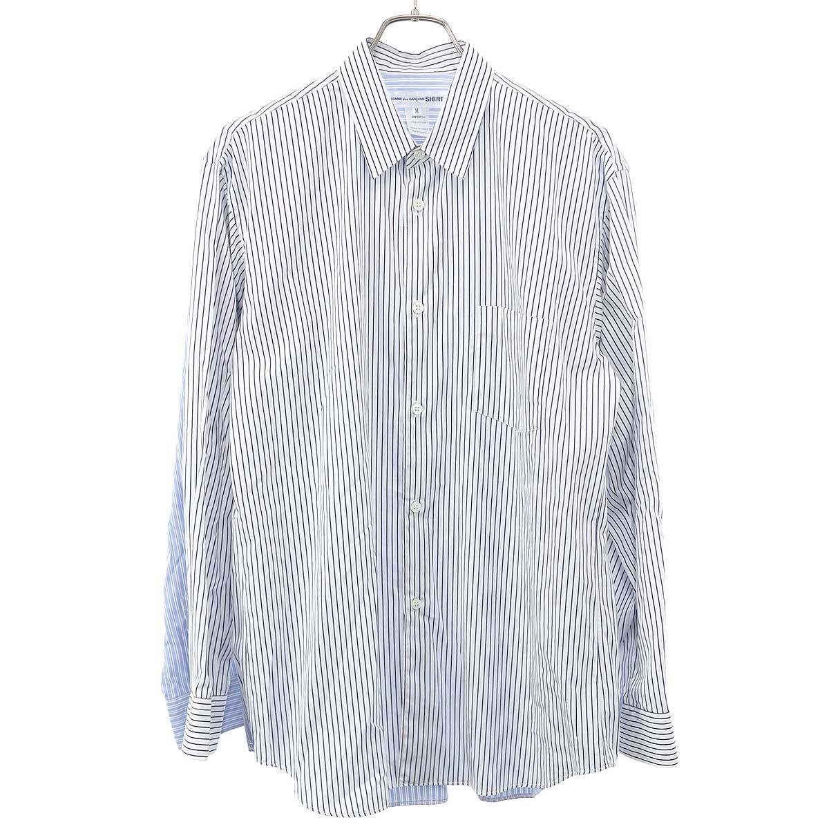 COMME des GARCONS SHIRT コムデギャルソンシャツ ダブルデザインストライプシャツ FI-B033 ブルー×ホワイト M
