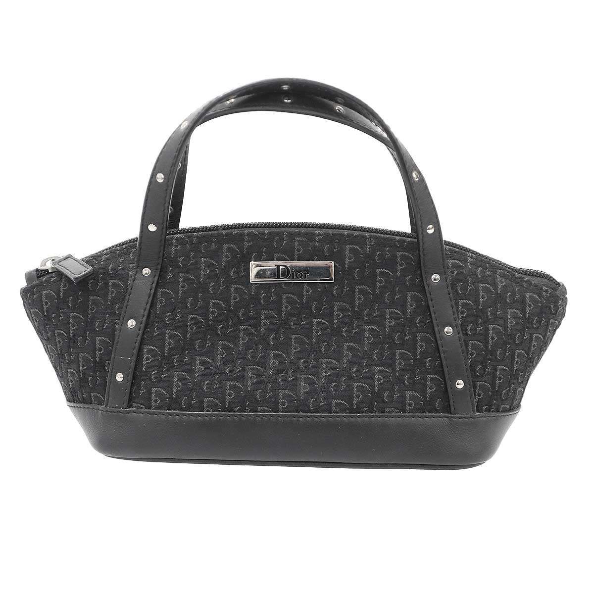 Christian Dior クリスチャンディオール トロッター キャンバス ミニハンドバッグポーチ ブラック