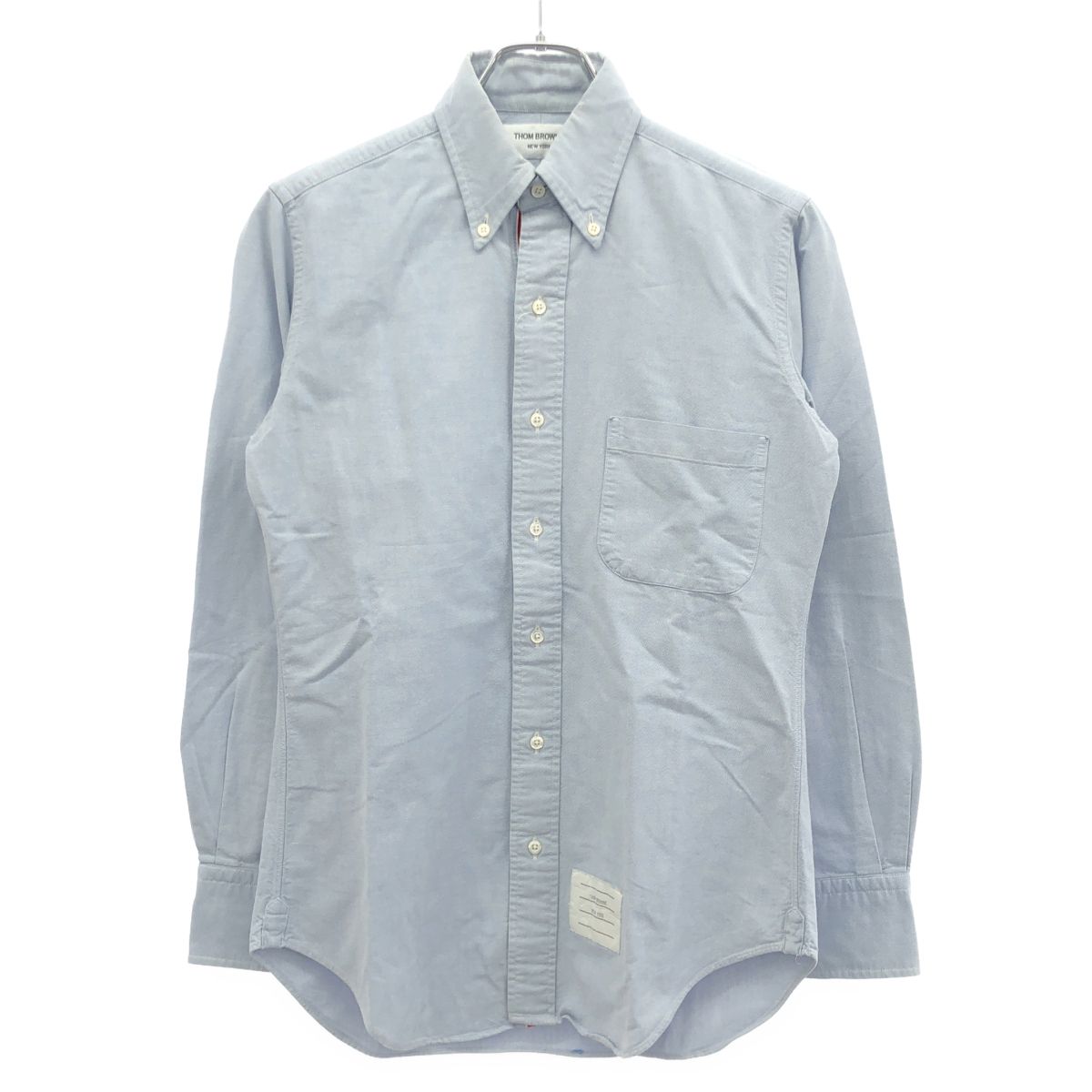 THOM BROWNE トム ブラウン トリコロール オックスフォードボタンダウンシャツ MWL010E00139 ブルー 0 THOM BROWNE トム ブラウン トリコロール オックスフォードボタン
