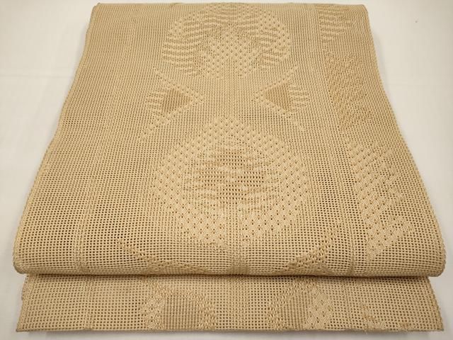 平和屋着物＊夏物　八寸名古屋帯　枝花文　丁子色　正絹　逸品　CABI8649tx
