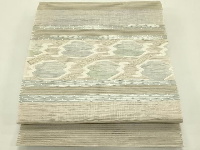 平和屋着物＊夏物　八寸名古屋帯　絽綴れ　横段文　金糸　正絹　逸品　CABJ1609rv