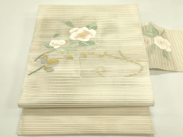 平和屋着物＊夏物　八寸名古屋帯　絽綴れ　流水草花文　金銀糸　正絹　逸品　CABI5577rv