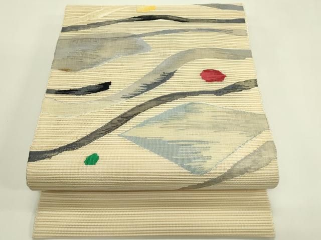 平和屋着物＊夏物　八寸名古屋帯　絽綴れ　抽象文　正絹　逸品　CABI5593rv