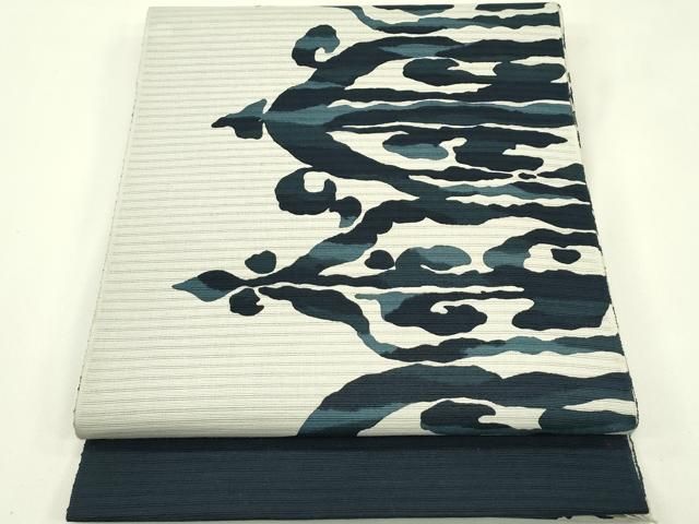 平和屋着物＊夏物　八寸名古屋帯　和楽染　そめおび　抽象文　綿　逸品　未使用　CABI5598rv