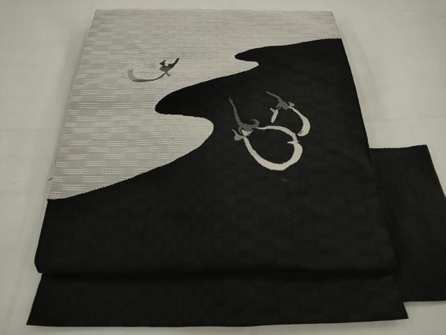 平和屋着物●綴れ　八寸名古屋帯　成り物　茄子　正絹　逸品　AABJ7084pf