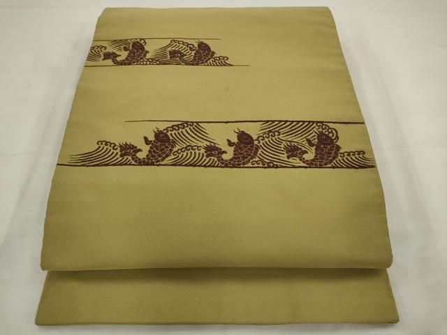 平和屋着物●爪掻き本綴れ　八寸名古屋帯　総刺繍　荒磯　正絹　逸品　AABJ7089pf 24,050円