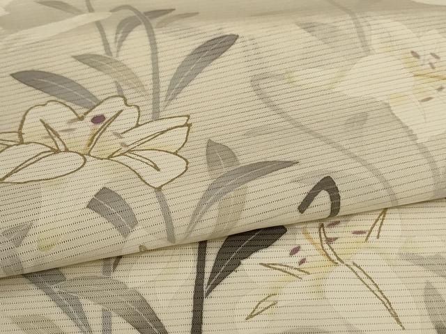 平和屋着物＊夏物　訪問着　絽　草花文　金彩　正絹　逸品　AABJ9158jd
