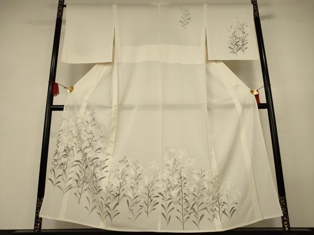 平和屋着物＊夏物　訪問着　絽　草花文　金彩　正絹　逸品　AABJ9158jd