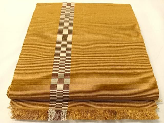 平和屋着物●本場黄八丈　紬　八寸名古屋帯　間道　正絹　逸品　未使用　CABJ0519vp