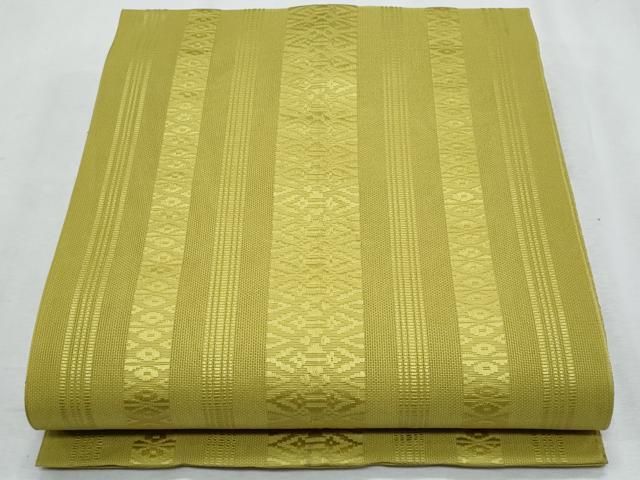平和屋着物＊夏物　本場筑前博多織　八寸名古屋帯　紗献上　鶸色　正絹　逸品　CABI5852fb