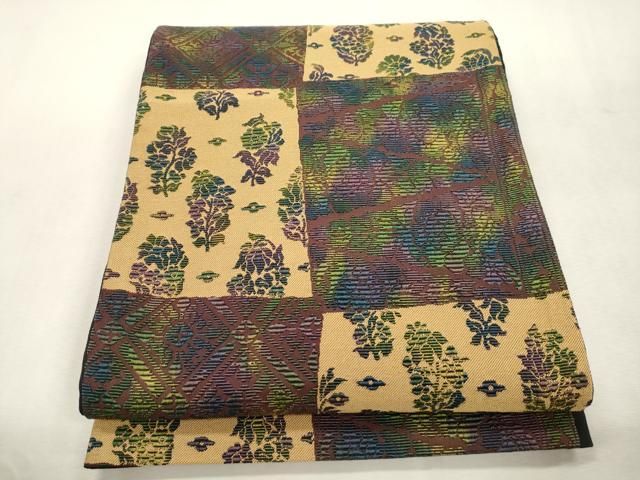 平和屋着物●六通柄袋帯　輪奈織　草花文　正絹　逸品　CABI7574dy