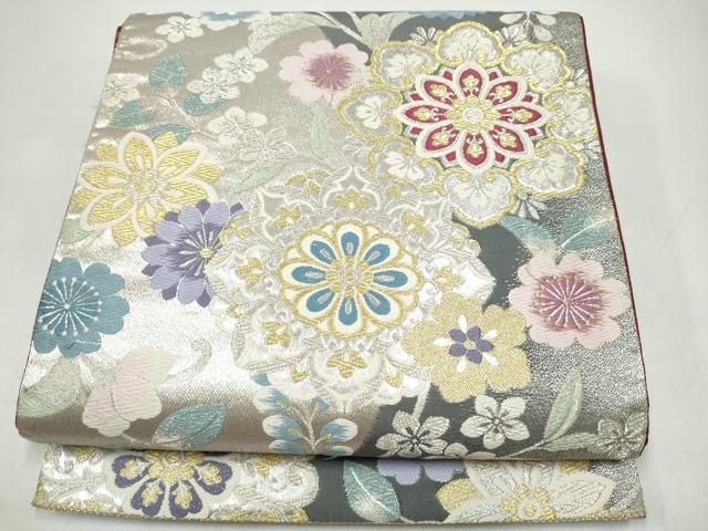 平和屋着物●六通柄袋帯　正倉院花文　金銀糸　正絹　逸品　CABI9152hy