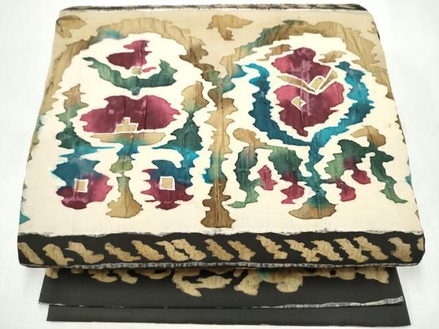 平和屋着物●六通柄袋帯　ふくれ織　横段花文　正絹　逸品　CABI9153hy