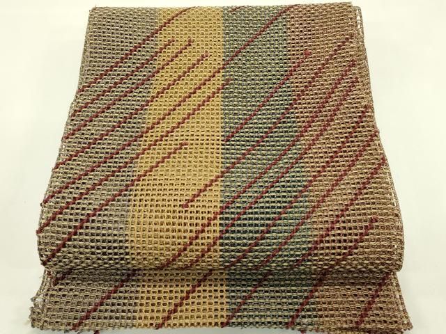 平和屋着物＊夏物　八寸名古屋帯　羅　斜線文　正絹　逸品　CABI5527rv