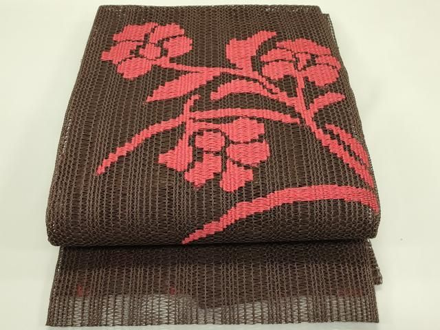 平和屋着物＊夏物　八寸名古屋帯　羅　草花文　正絹　逸品　CABI5532rv